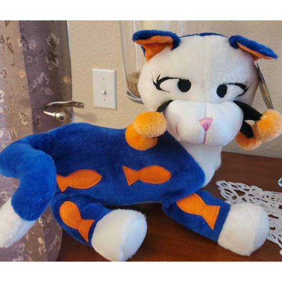 Animal Pals KELLY TOY BRAND Rare Cat Plush Stuffed Toy Whiskers PomPom Tag - Picture 2 of 3